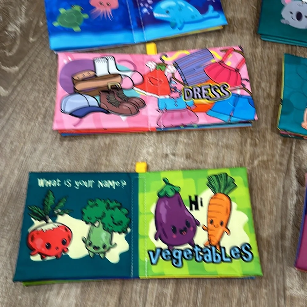 Set of 8 Colorful Educational Soft Books Set for Kids. Waterproof and crinkle.